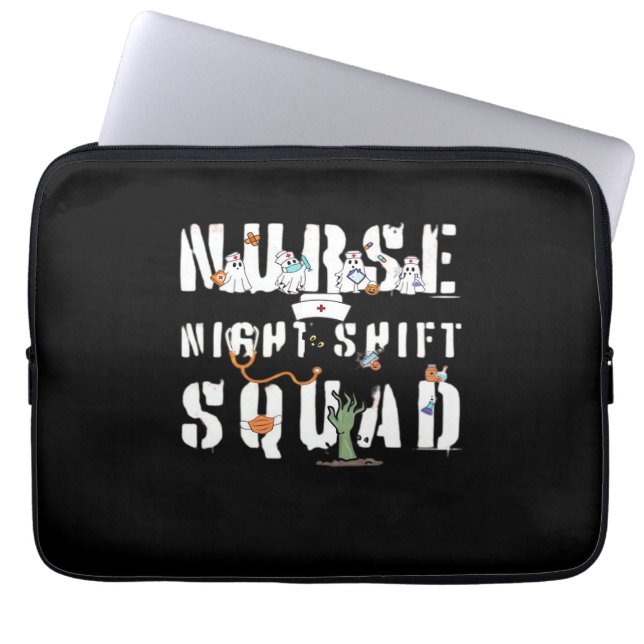 Nurse Night Shift Halloween Squad Classic T-shirt Laptop Sleeve (Voorkant)
