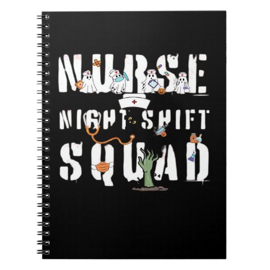 Nurse Night Shift Halloween Squad Classic T-Shirt Notitieboek (Voorkant)