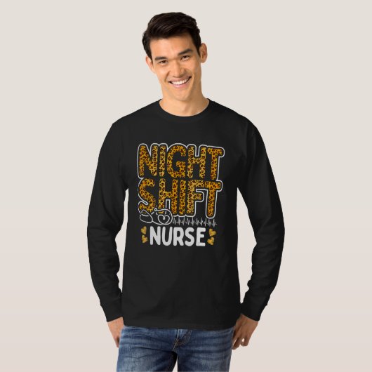 Nurse Night Shift Leopard Nursing Appreciation Leo T-shirt (Voorkant volledig)