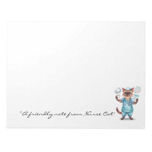 Nurse Notitieblok met Schattigee Cat Holding Coffe (Voorkant)