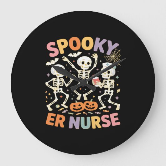 Nurse Nursing Schattige Halloween Spooky Essential Grote Klok (Voorkant)