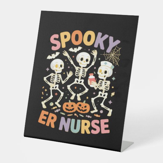 Nurse Nursing Schattige Halloween Spooky Essential Reclamebord Met Voetstuk (Voorkant)