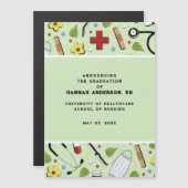 Nurse Nursing School Afstuderen aangekondigd Magnetische Uitnodiging (Voorkant / Achterkant)
