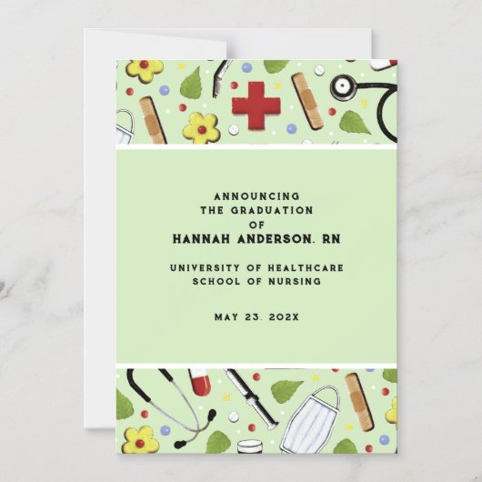 Nurse Nursing School Afstuderen aangekondigd Magnetische Uitnodiging (Voorkant)