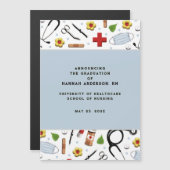 Nurse Nursing School Afstuderen aangekondigd Magnetische Uitnodiging (Voorkant / Achterkant)