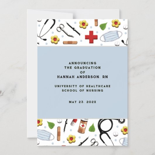 Nurse Nursing School Afstuderen aangekondigd Magnetische Uitnodiging (Voorkant)