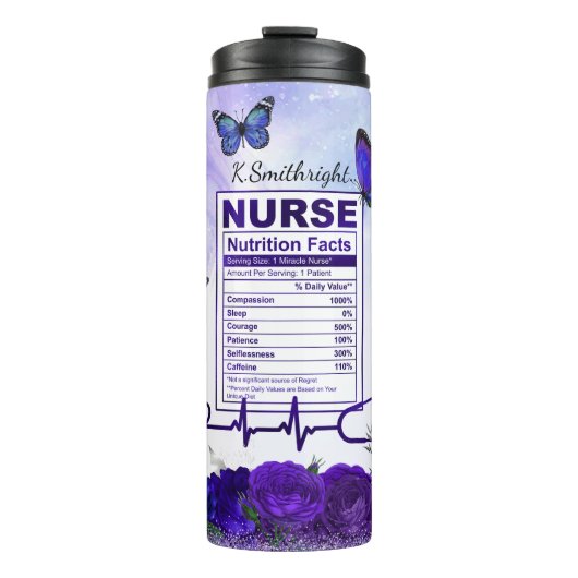 Nurse Nutrition Facts Purple Butterfly Thermosbeker (Voorkant)