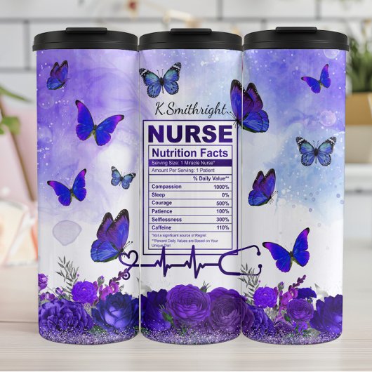 Nurse Nutrition Facts Purple Butterfly Thermosbeker