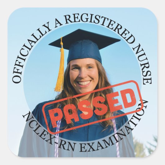 nurse passed nclex rn exam custom photo 3" vierkante sticker (Voorkant)