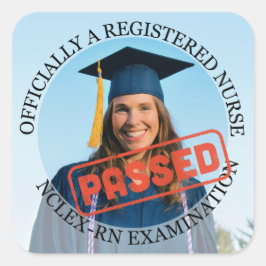 nurse passed nclex rn exam custom photo 3" vierkante sticker