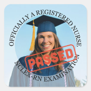 nurse passed nclex rn exam custom photo vierkante sticker