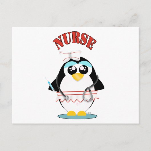 Nurse Penguin Vrouw Briefkaart (Voorkant)