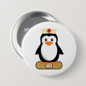 Nurse Penguin (w/Bandaid) Ronde Button 7,6 Cm (Voorkant /achterkant)