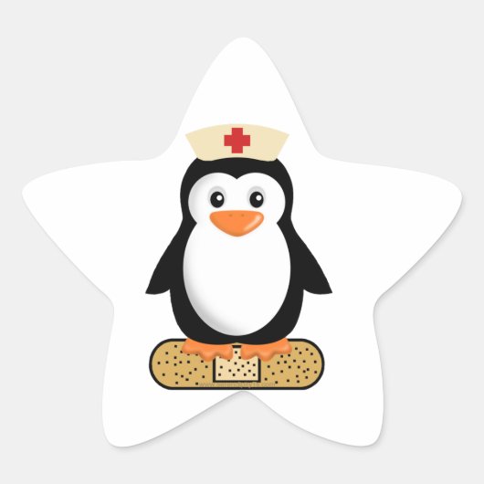 Nurse Penguin (w/Bandaid) Ster Sticker (Voorkant)