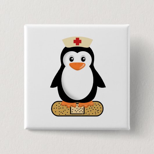 Nurse Penguin (w/Bandaid) Vierkante Button 5,1 Cm (Voorkant)