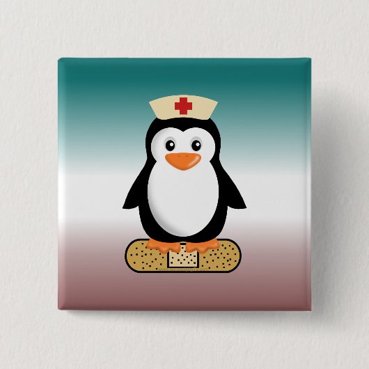 Nurse Penguin (w/Bandaid) Vierkante Button 5,1 Cm (Voorkant)
