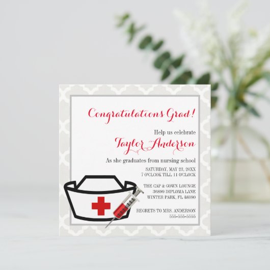 Nurse Pet Nursing School Afstuderen Aankondiging (Staand voorkant)