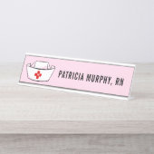 Nurse Pet RN Monogram Naam Roze Bureau Naambordje (Voorkant)