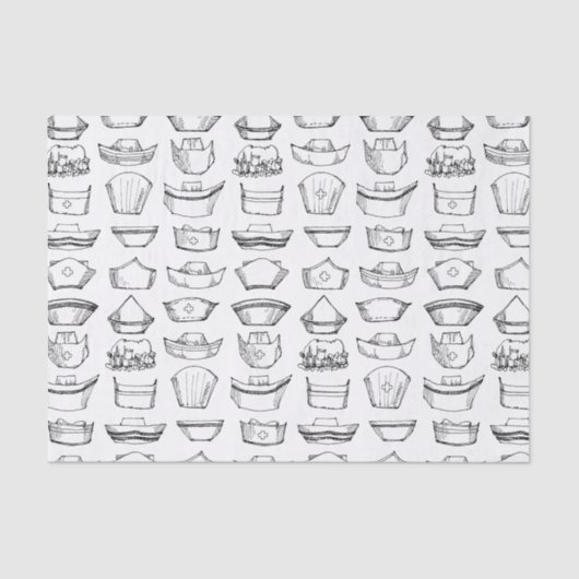 Nurse Pet  Zwart-wit Patroon Tissuepapier (Voorkant)