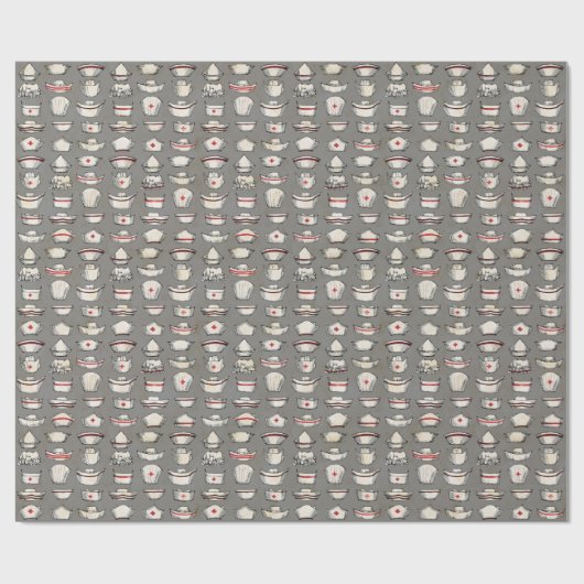Nurse Petten Grey Pattern Cadeaupapier (Vlak)