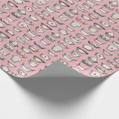  Nurse Petten Roze Patroon Cadeaupapier (Hoek)