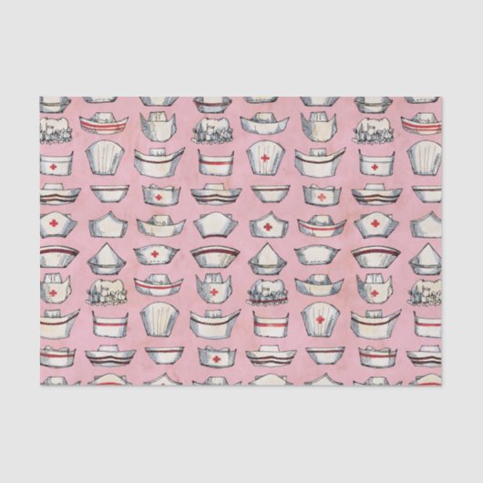 Nurse Petten Roze Patroon Tissuepapier (Voorkant)