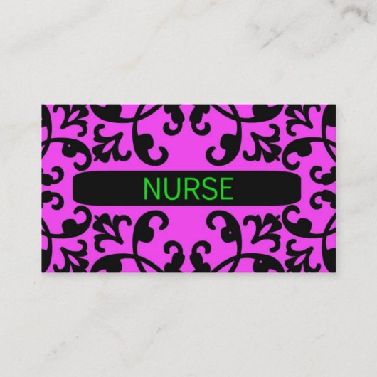 Nurse Pink Damask Visitekaartje (Voorkant)