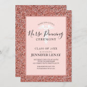 Nurse Pinning Ceremony Roos Gold Glitter Caduceus Kaart (Voorkant / Achterkant)