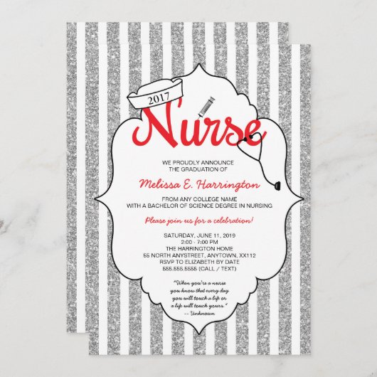 Nurse pinning, verpleegstersfeest, RN afstuderen R Kaart (Voorkant / Achterkant)