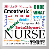 NURSE Poster Art WORDS DESCRIBE NURSES RNs (Voorkant)