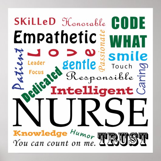 NURSE Poster Art WORDS DESCRIBE NURSES RNs (Voorkant)