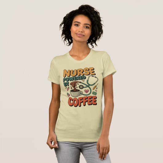 Nurse Powered by Coffee T-shirt (Voorkant volledig)