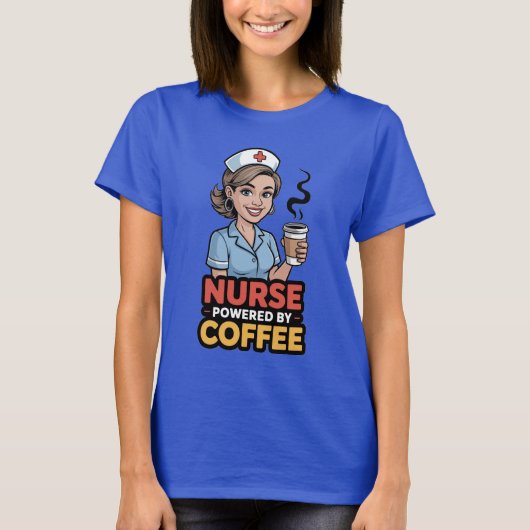 Nurse Powered by Coffee T-shirt (Voorkant)