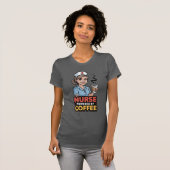Nurse Powered by Coffee T-shirt (Voorkant volledig)