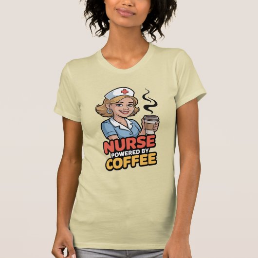 Nurse Powered by Coffee T-shirt (Voorkant)