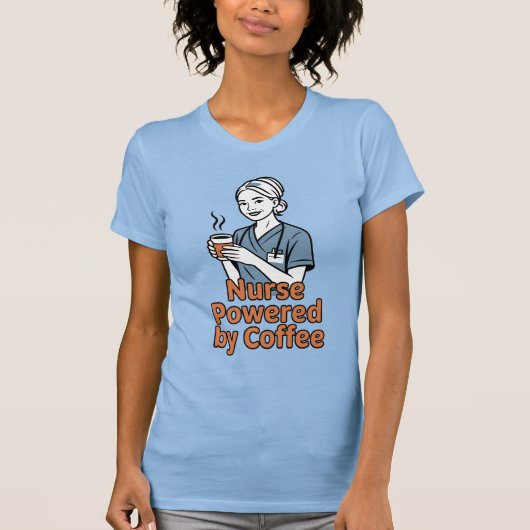 Nurse Powered by Coffee T-shirt (Voorkant)