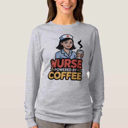 Nurse Powered by Coffee T-shirt (Voorkant)