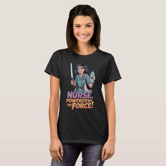 Nurse Powered by the Force  T-shirt (Voorkant volledig)