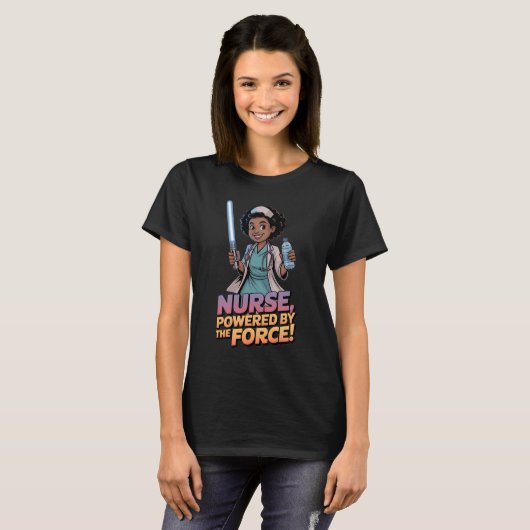 Nurse Powered by the Force  T-shirt (Voorkant volledig)
