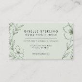 Nurse Practioner Botanical Sage Green Modern Visitekaartje (Achterkant)