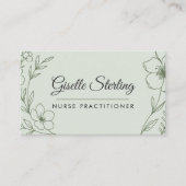 Nurse Practioner Botanical Sage Green Modern Visitekaartje (Voorkant)