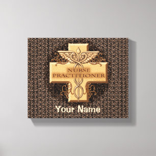 Nurse Practitioner Cross Caduceus Canvas Afdruk