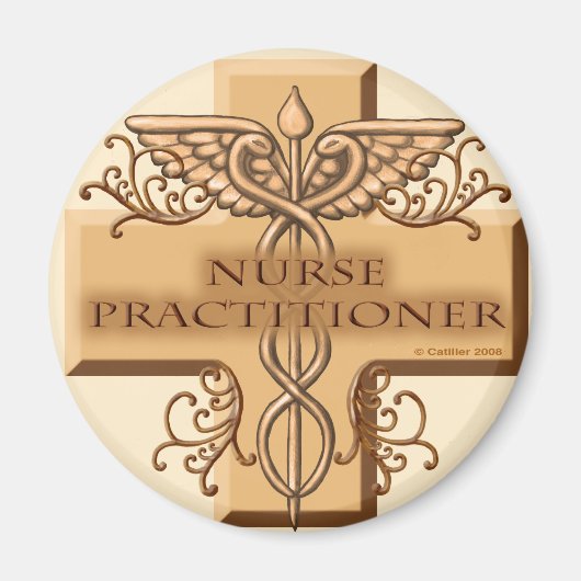 Nurse Practitioner Cross Caduceus Magneet (Voorkant)