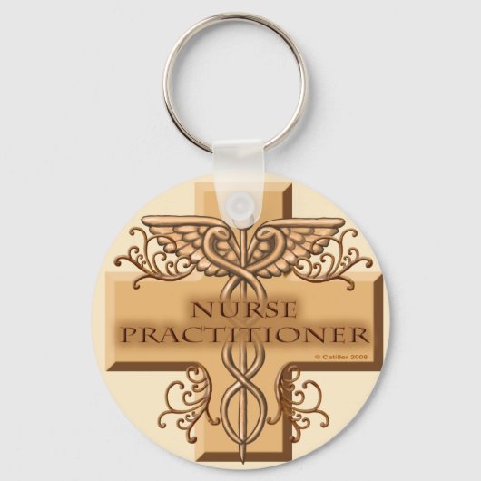 Nurse Practitioner Cross Caduceus Sleutelhanger (Voorkant)