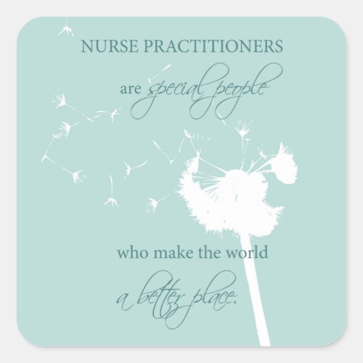 Nurse Practitioner Dandelion Vierkante Sticker (Voorkant)