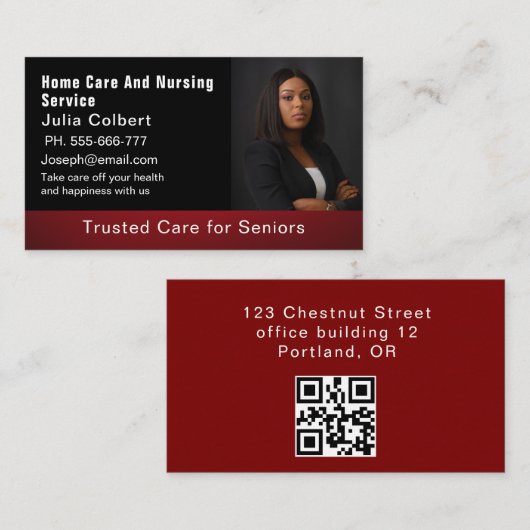 Nurse Practitioner Elegant Black QR CODE Visitekaartje (Voorkant / Achterkant)
