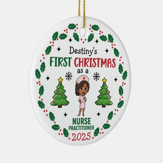 Nurse Practitioner First Christmas Custom Name Keramisch Ornament (Rechts)
