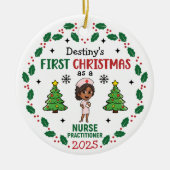 Nurse Practitioner First Christmas Custom Name Keramisch Ornament (Voorkant)
