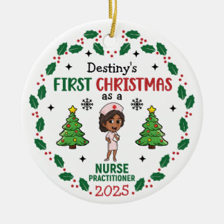 Nurse Practitioner First Christmas Custom Name Keramisch Ornament