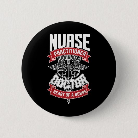 Nurse Practitioner - Hersenen van een arts, hart v Ronde Button 5,7 Cm (Voorkant)